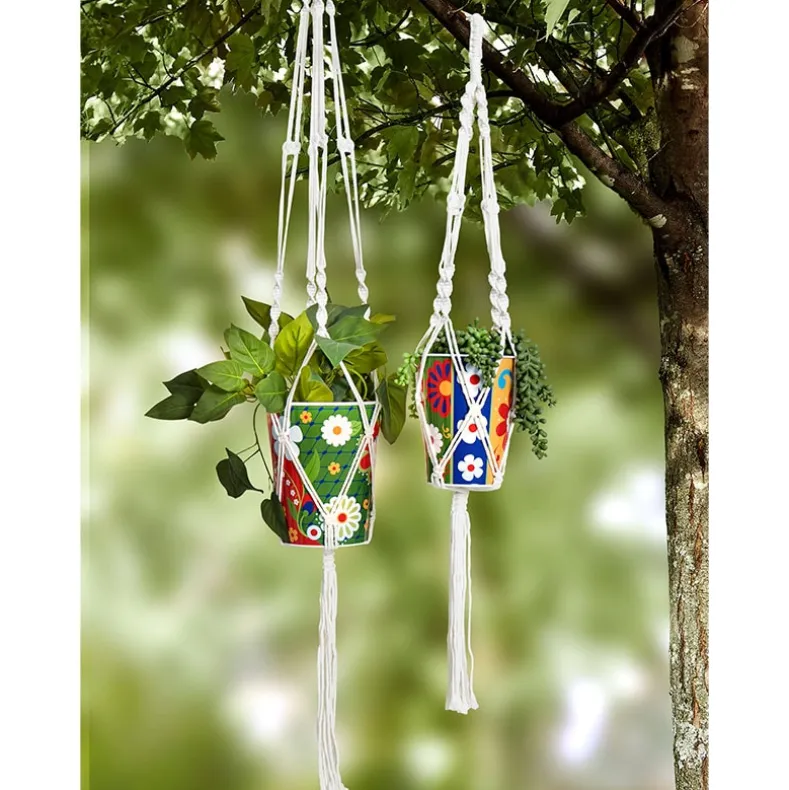 Talavera-Inspired Metal Planters - Set of 2