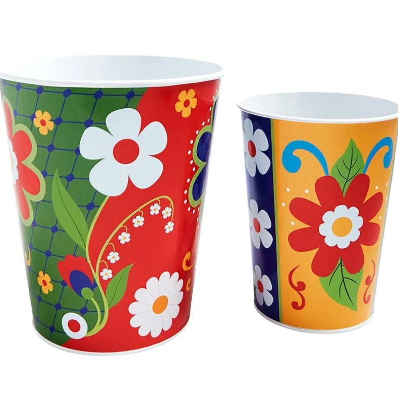 Talavera-Inspired Metal Planters - Set of 2