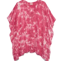 Tie-Dye Lace Trim Cover-Up Caftan