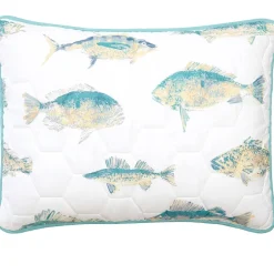Tisa Fish Reversible Full/Queen or King Quilt, Sham, or Decorative Pillow