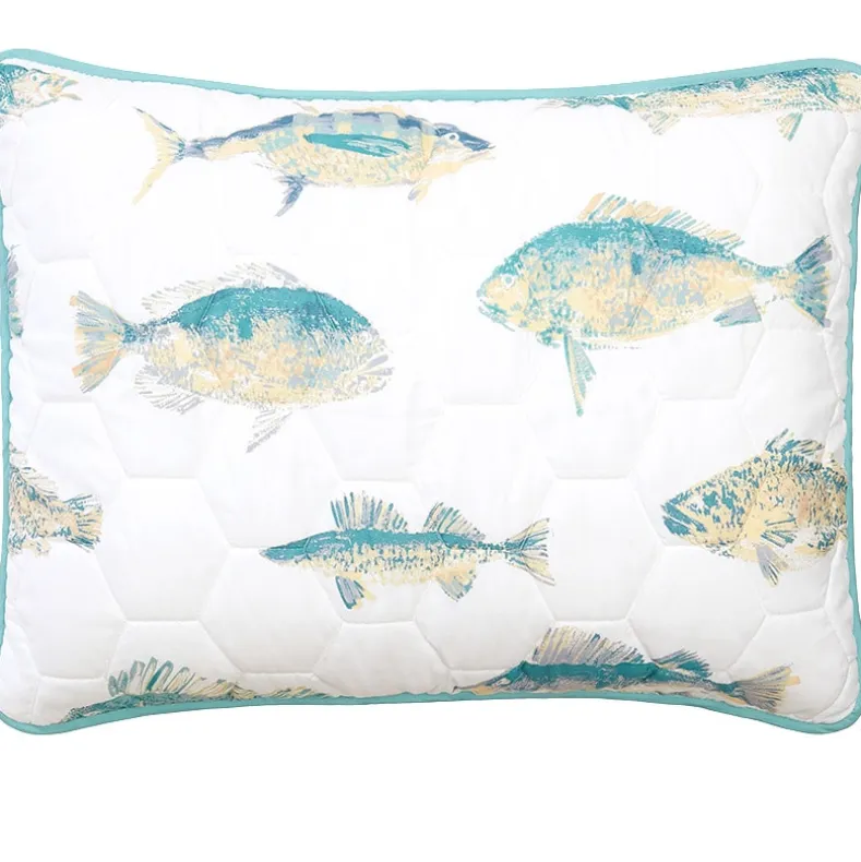 Tisa Fish Reversible Full/Queen or King Quilt, Sham, or Decorative Pillow