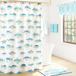 Tisa Fish Shower Curtain, Bath Rug, Hand Towels, Valance, or Hooks