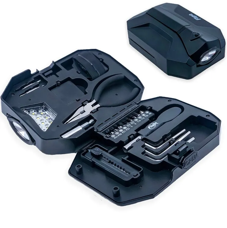 Tool Case With 24 PC. Tool Set And COB LED Work Light And Headlamp