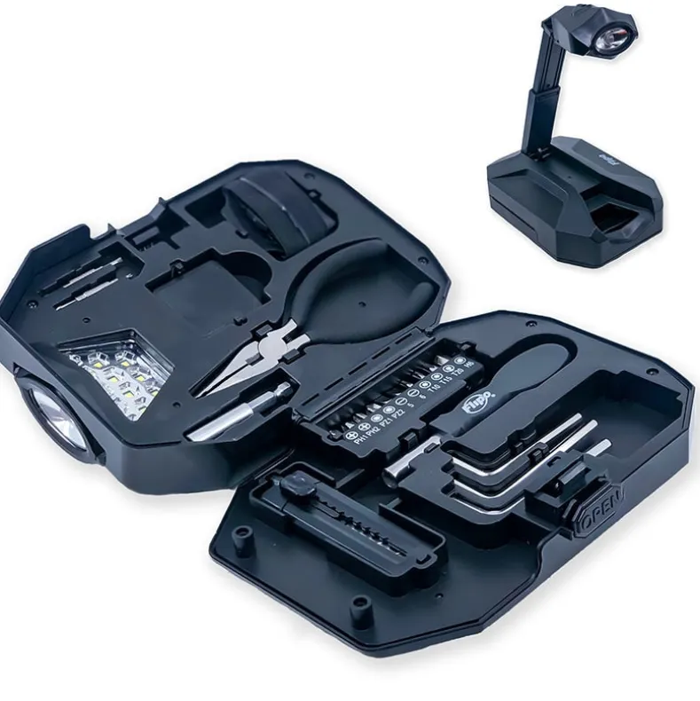 Tool Case With 24 PC. Tool Set And COB LED Work Light And Headlamp