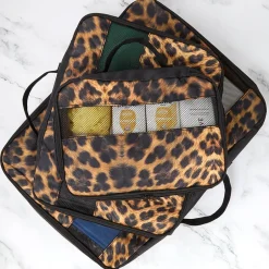 Travel Packing Cubes in Cheetah Print - Set of 3
