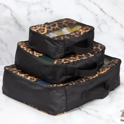 Travel Packing Cubes in Cheetah Print - Set of 3