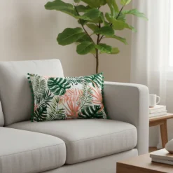 Tropical Embroidered Decorative Pillow