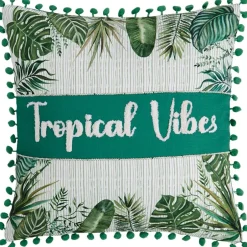 Tropical Embroidered Decorative Pillow