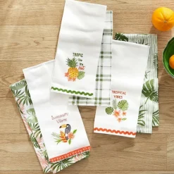 Tropical Embroidered Kitchen Towels, Set of 2