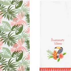 Tropical Embroidered Kitchen Towels, Set of 2