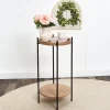 Two Tiered Round Side Table with Beaded Edge Design 13" dia x 26"H