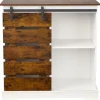 Two Tone Slidling Door Storage Cabinet with Shelves 31.5"H