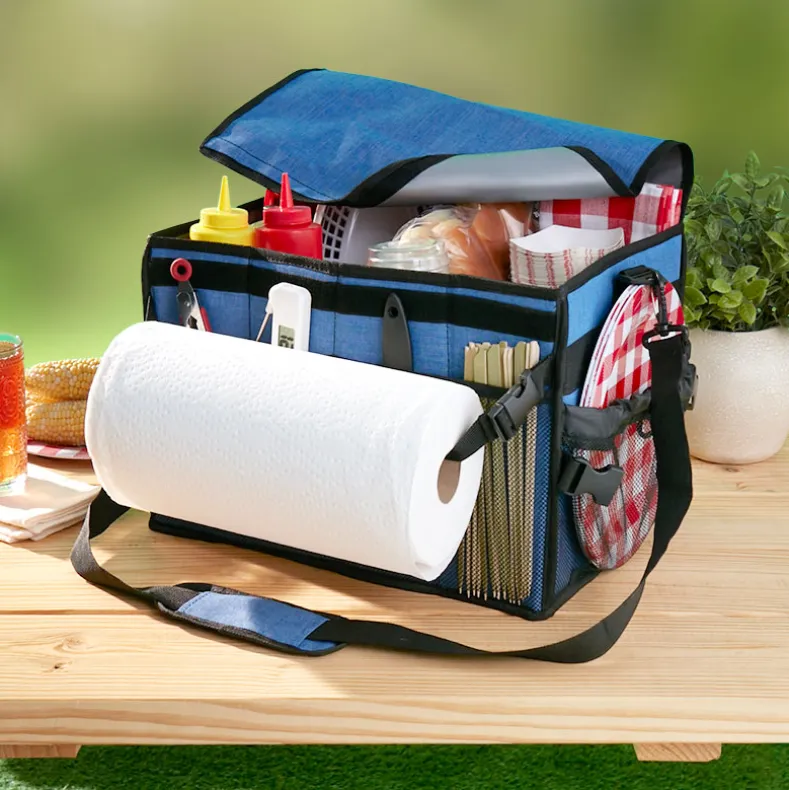 Ultimate Grilling Picnic Caddy - Insulated Organizer for Outdoor Cooking