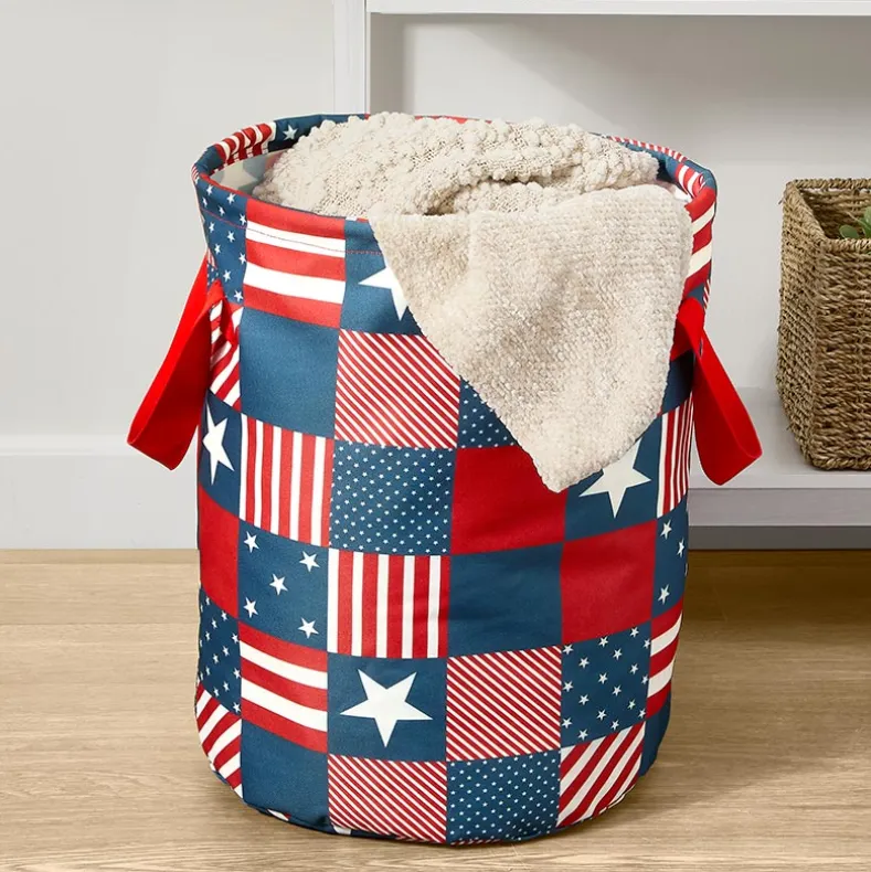 United States of Plaid American Flag Laundry Hamper