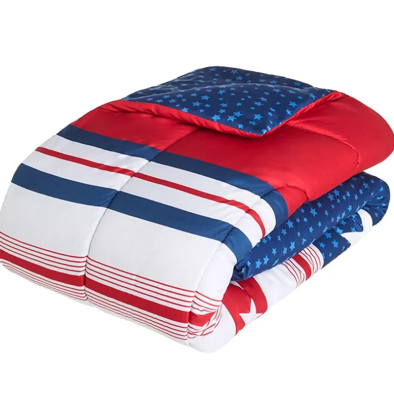 USA Stripe Comforter Set with 2 Shams King Queen
