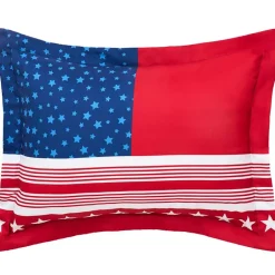 USA Stripe Comforter Set with 2 Shams King Queen