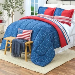 USA Stripe Comforter Set with 2 Shams King Queen
