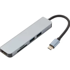 USB-C Hub 5-In-1 Compact Durable Design With HDMI TF/SD Card Readers