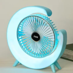 USB Rechargeable Desktop Fan With LED Lights