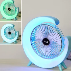 USB Rechargeable Desktop Fan With LED Lights