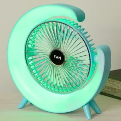 USB Rechargeable Desktop Fan With LED Lights