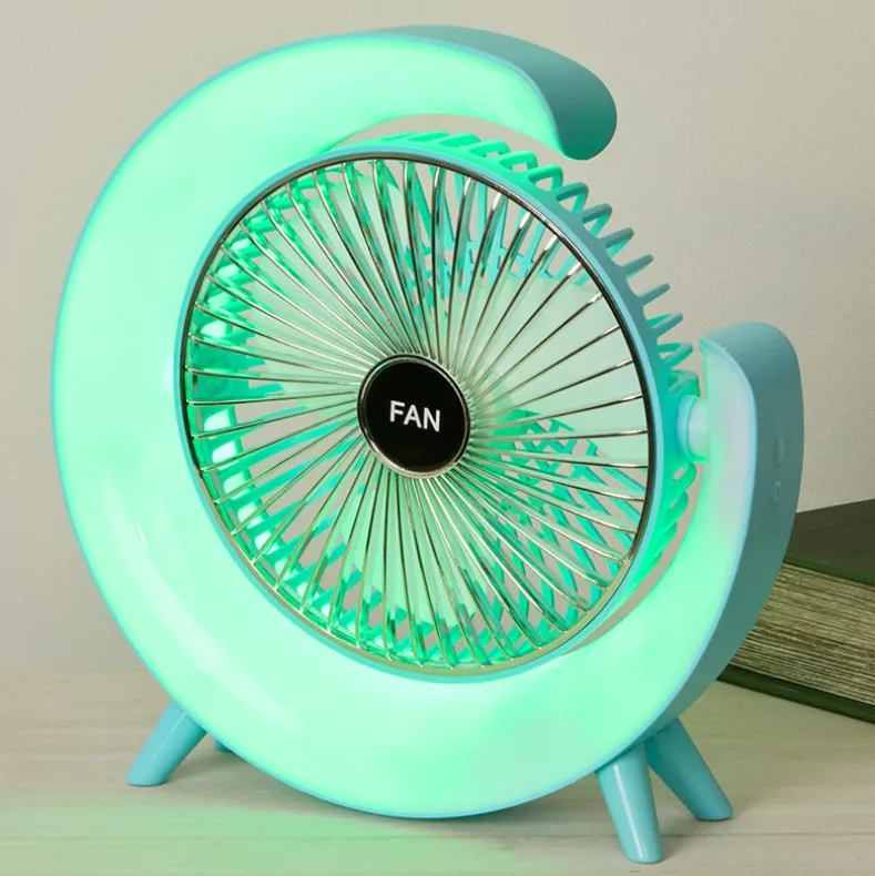 USB Rechargeable Desktop Fan With LED Lights