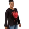 Valentine's Day Heart Long Sleeve T Shirt Black