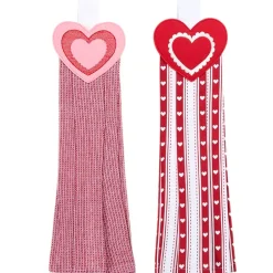 Valentine's Day Kitchen Tie Towels Hearts Set of 2