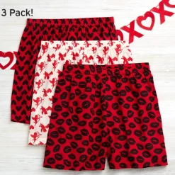 Valentine's Day Men's Boxer Set of 3 Red White Black