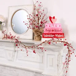 Valentine's Lighted Stacked Pink And Red Block Sign With Message