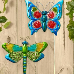 Vibrant Butterfly Or Dragonfly Garden Wall Hanging
