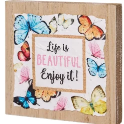 Vibrant Butterfly Sentiment Hanging Sign or Block Signs