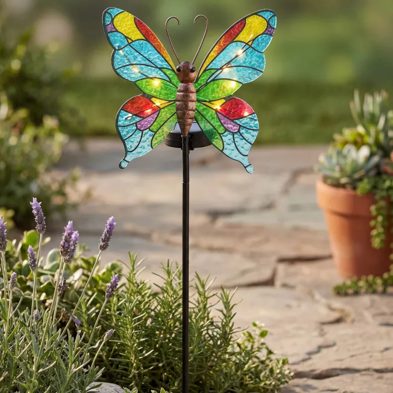 Vibrant Solar Glass Garden Stake