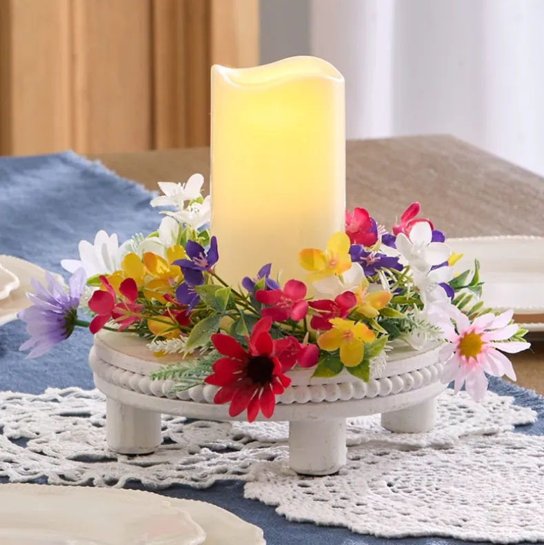 Vibrant Wildflower Garland or LED Candle Ring