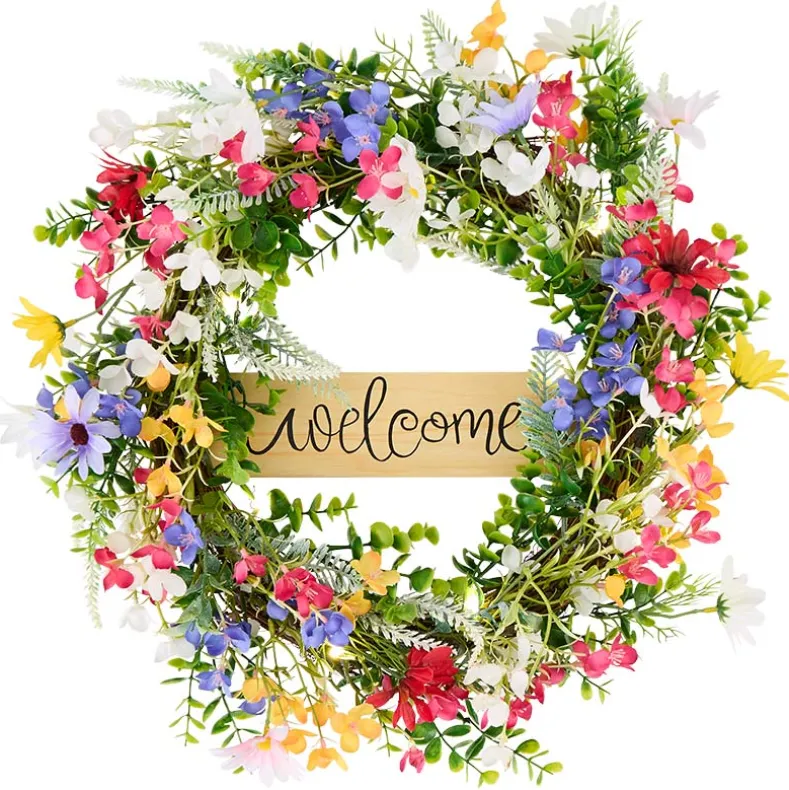 Vibrant Wildflower Garland or LED Candle Ring