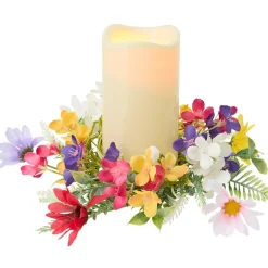 Vibrant Wildflower Garland or LED Candle Ring