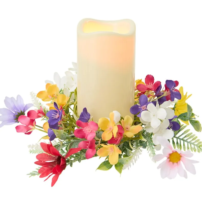 Vibrant Wildflower Garland or LED Candle Ring