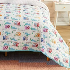 Vintage Camper Reversible Quilt, Sham, or Accent Pillow