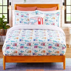 Vintage Camper Reversible Quilt, Sham, or Accent Pillow