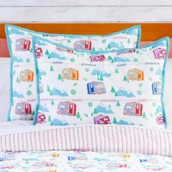 Vintage Camper Reversible Quilt, Sham, or Accent Pillow