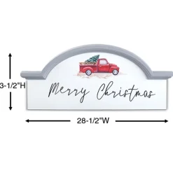 Vintage Red Truck Holiday Wooden Arched Wall Decor