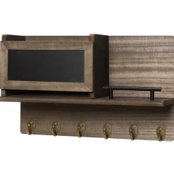 Wall Mounted Entryway Organizer Shelf with Chalkboard and Mail Bin