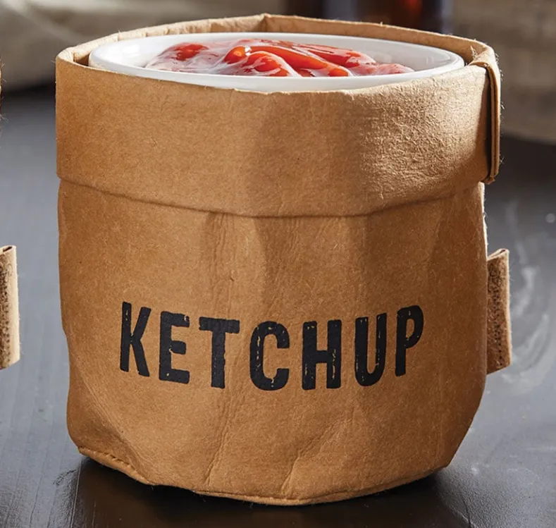 Washable Paper Condiment Holder with Ceramic Dish