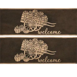 Welcome Garden Wagon Rubber Doormat or Set of 2 Rubber Stair Treads