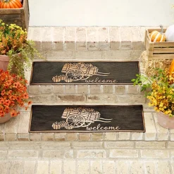 Welcome Garden Wagon Rubber Doormat or Set of 2 Rubber Stair Treads