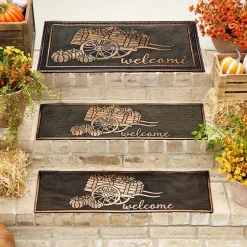 Welcome Garden Wagon Rubber Doormat or Set of 2 Rubber Stair Treads