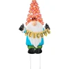 Welcome Gnome Garden Stake With Solar Flower Hat