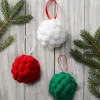 Whimsical Felt Pom Pom Ornaments Set of 3