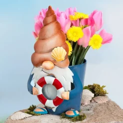 Whimsical Ocean Gnome Planter – Cute Accent for Plants and Decor