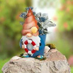 Whimsical Ocean Gnome Planter – Cute Accent for Plants and Decor